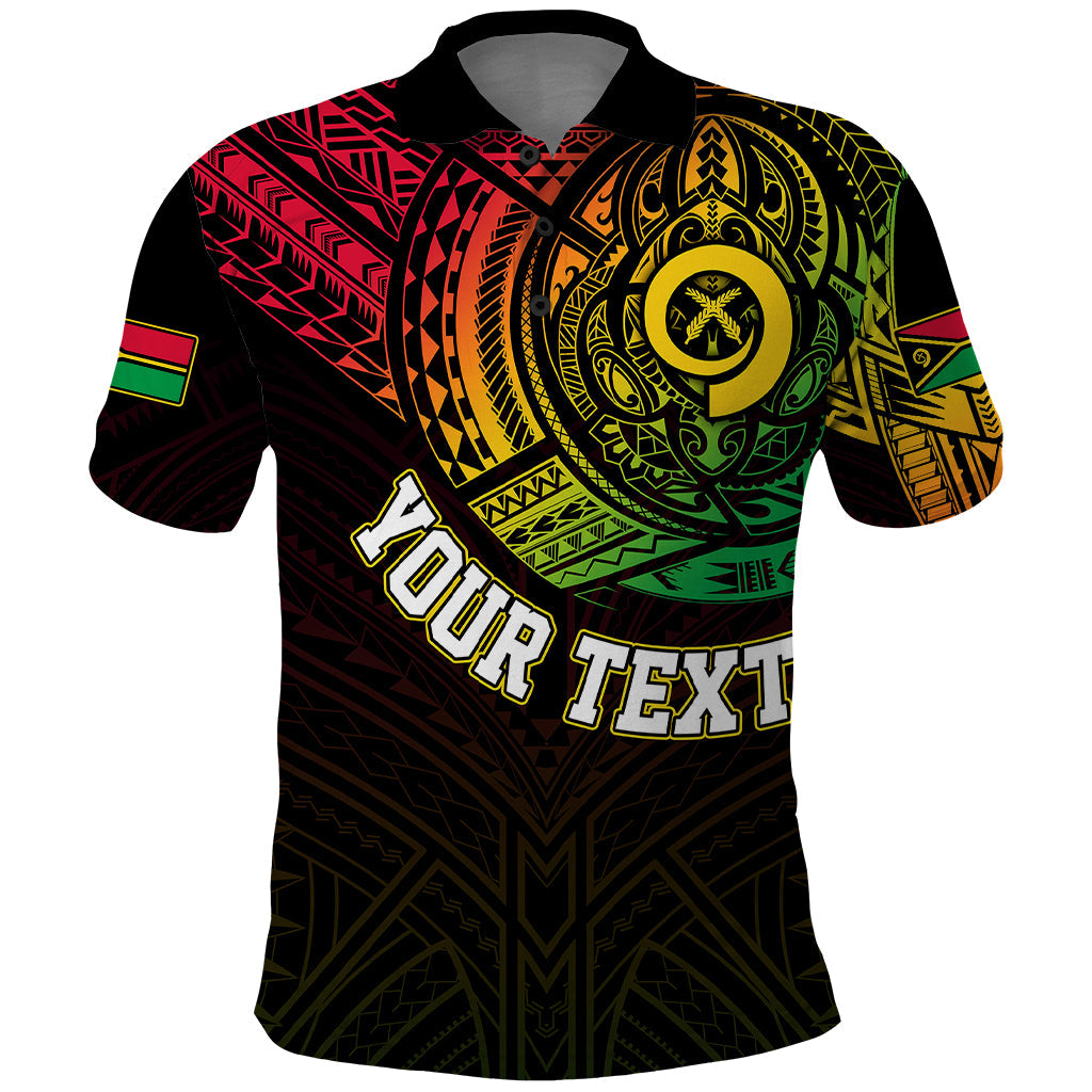 Personalised Vanuatu Polo Shirt Turtle Chest Tattoo Flag Color