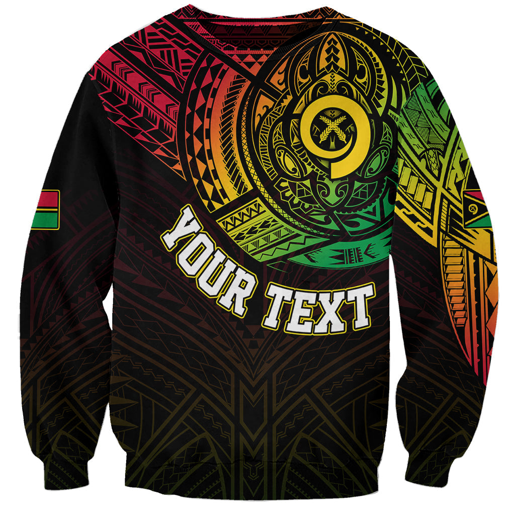 Personalised Vanuatu Sweatshirt Turtle Chest Tattoo Flag Color