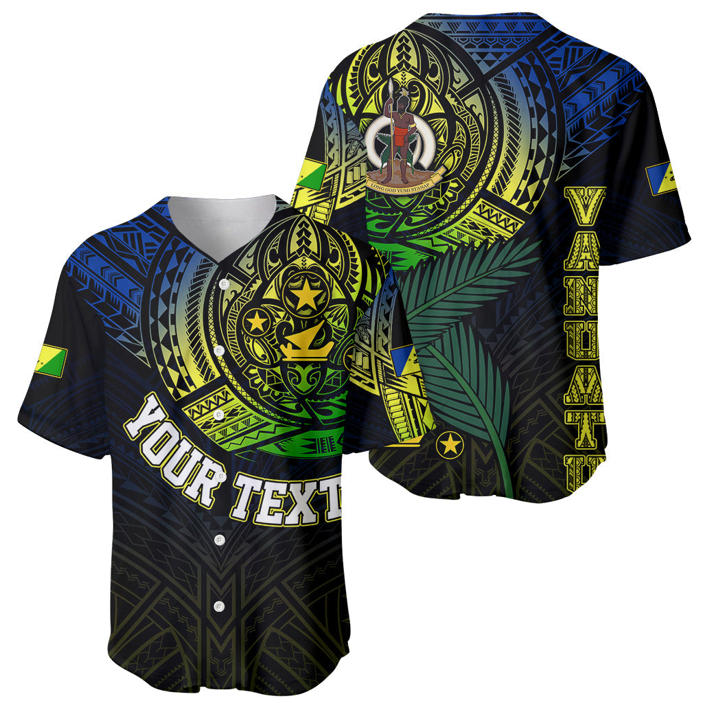 Personalised Vanuatu Baseball Jersey Turtle Chest Tattoo Flag Color Malampa