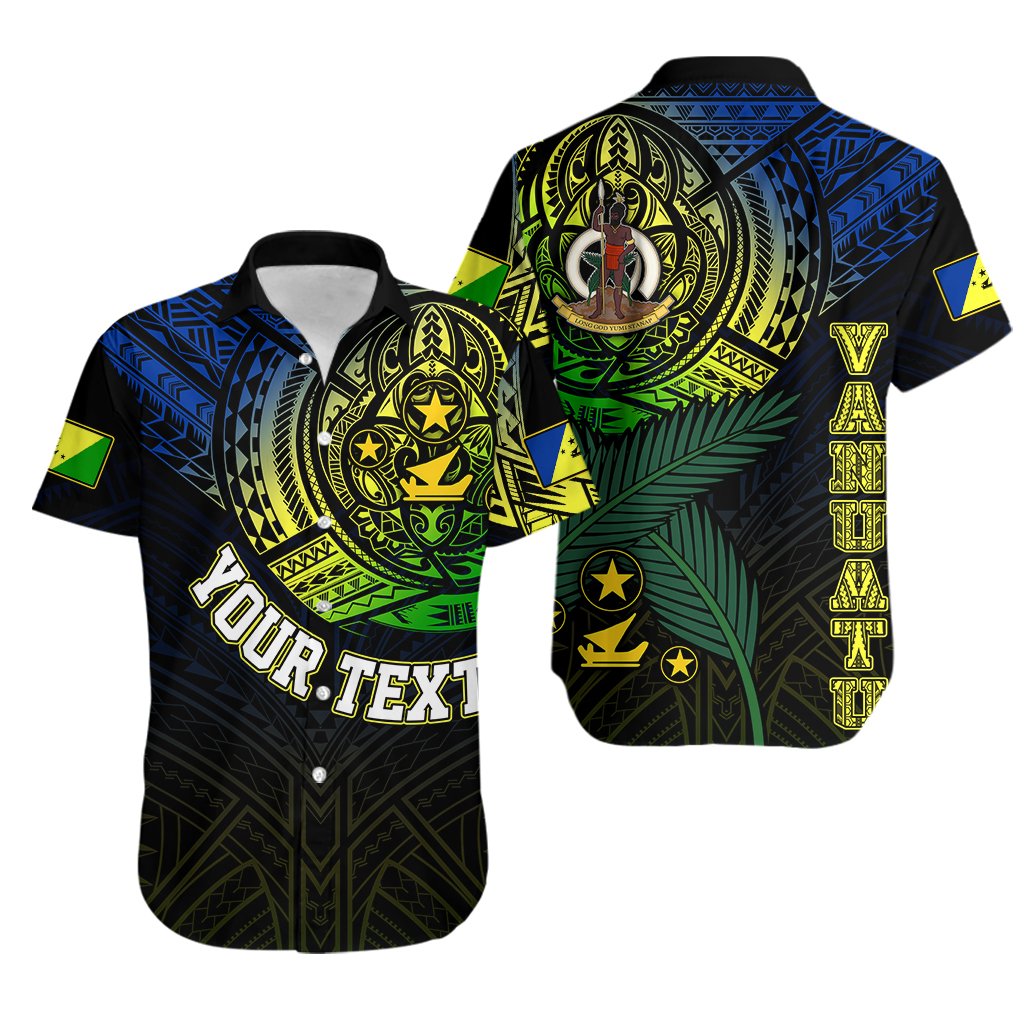 Personalised Vanuatu Hawaiian Shirt Turtle Chest Tattoo Flag Color - Malampa