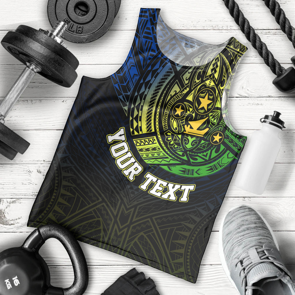 Personalised Vanuatu Men Tank Top Turtle Chest Tattoo Flag Color Malampa