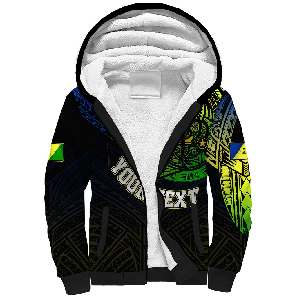 Personalised Vanuatu Sherpa Hoodie Turtle Chest Tattoo Flag Color Malampa