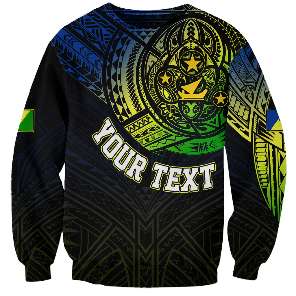 Personalised Vanuatu Sweatshirt Turtle Chest Tattoo Flag Color Malampa