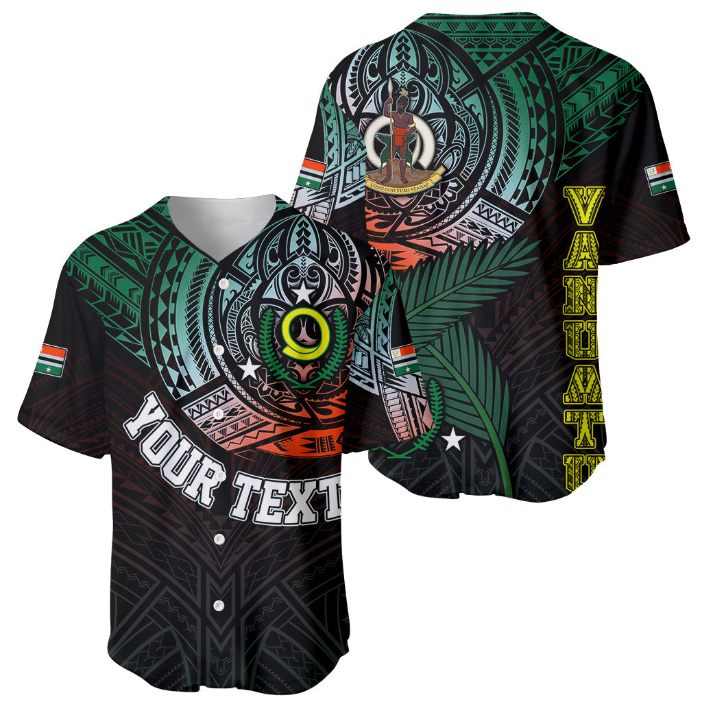 Personalised Vanuatu Baseball Jersey Turtle Chest Tattoo Flag Color Penama