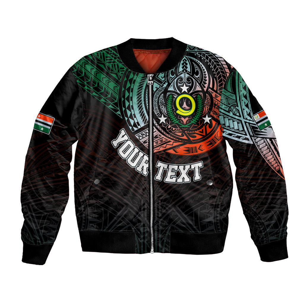 Personalised Vanuatu Bomber Jacket Turtle Chest Tattoo Flag Color Penama