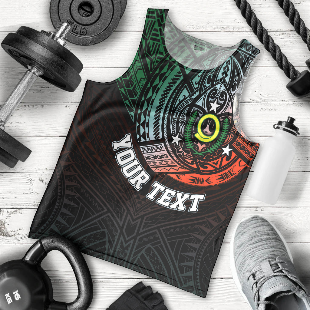 Personalised Vanuatu Men Tank Top Turtle Chest Tattoo Flag Color Penama