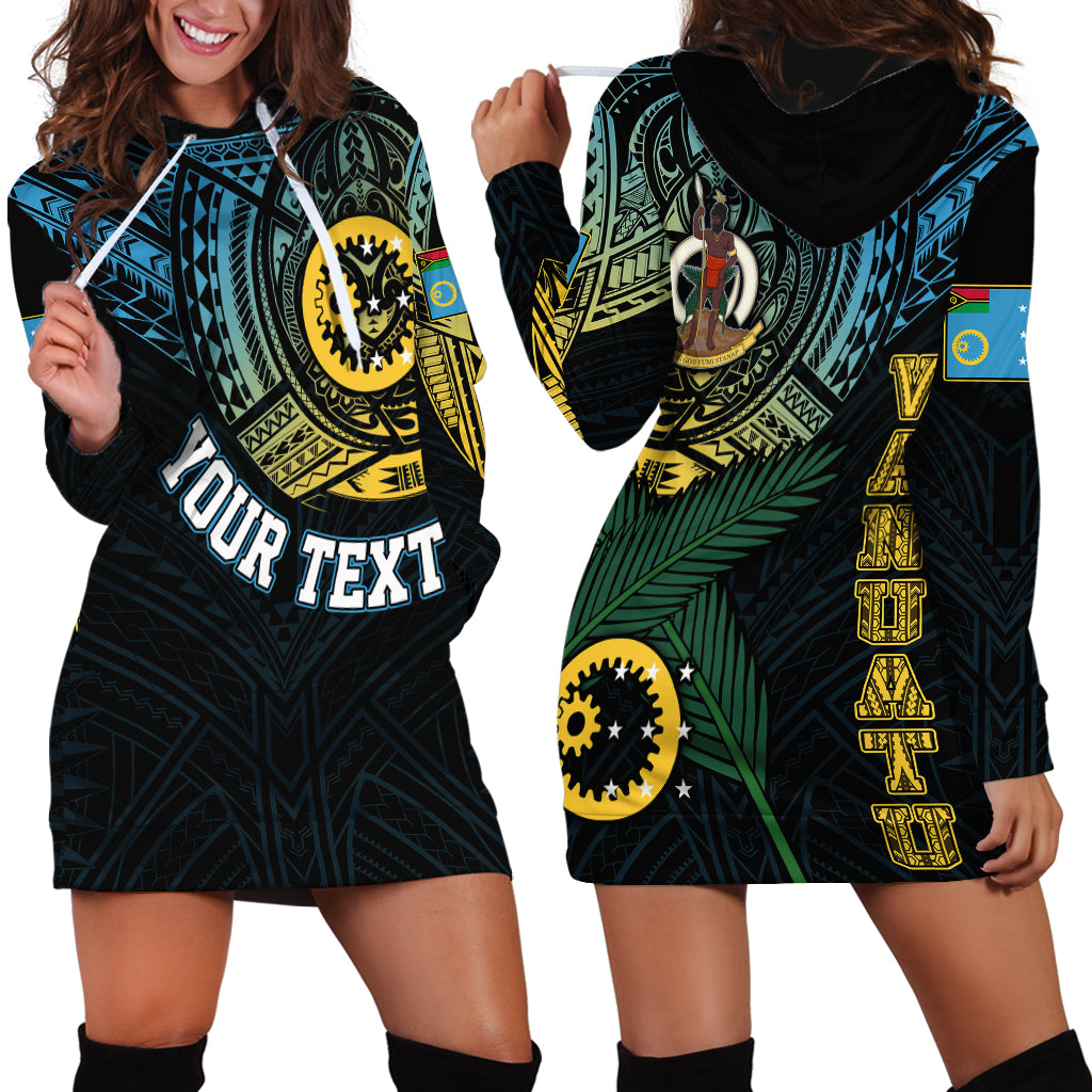 Personalised Vanuatu Hoodie Dress Turtle Chest Tattoo Flag Color Sanma