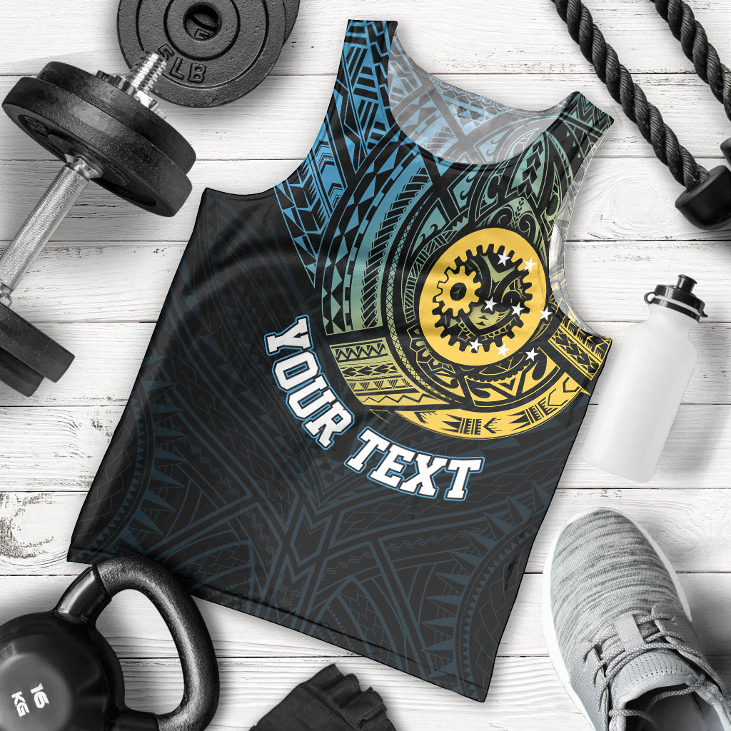 Personalised Vanuatu Men Tank Top Turtle Chest Tattoo Flag Color Sanma