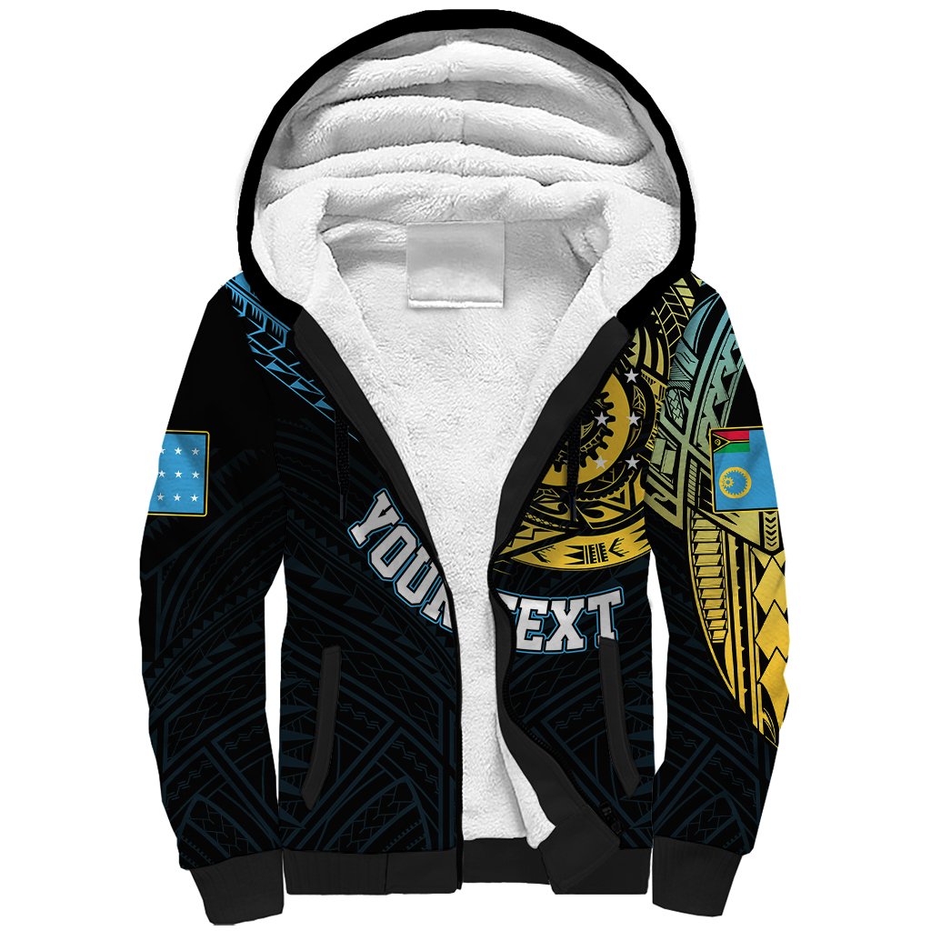 Personalised Vanuatu Sherpa Hoodie Turtle Chest Tattoo Flag Color Sanma