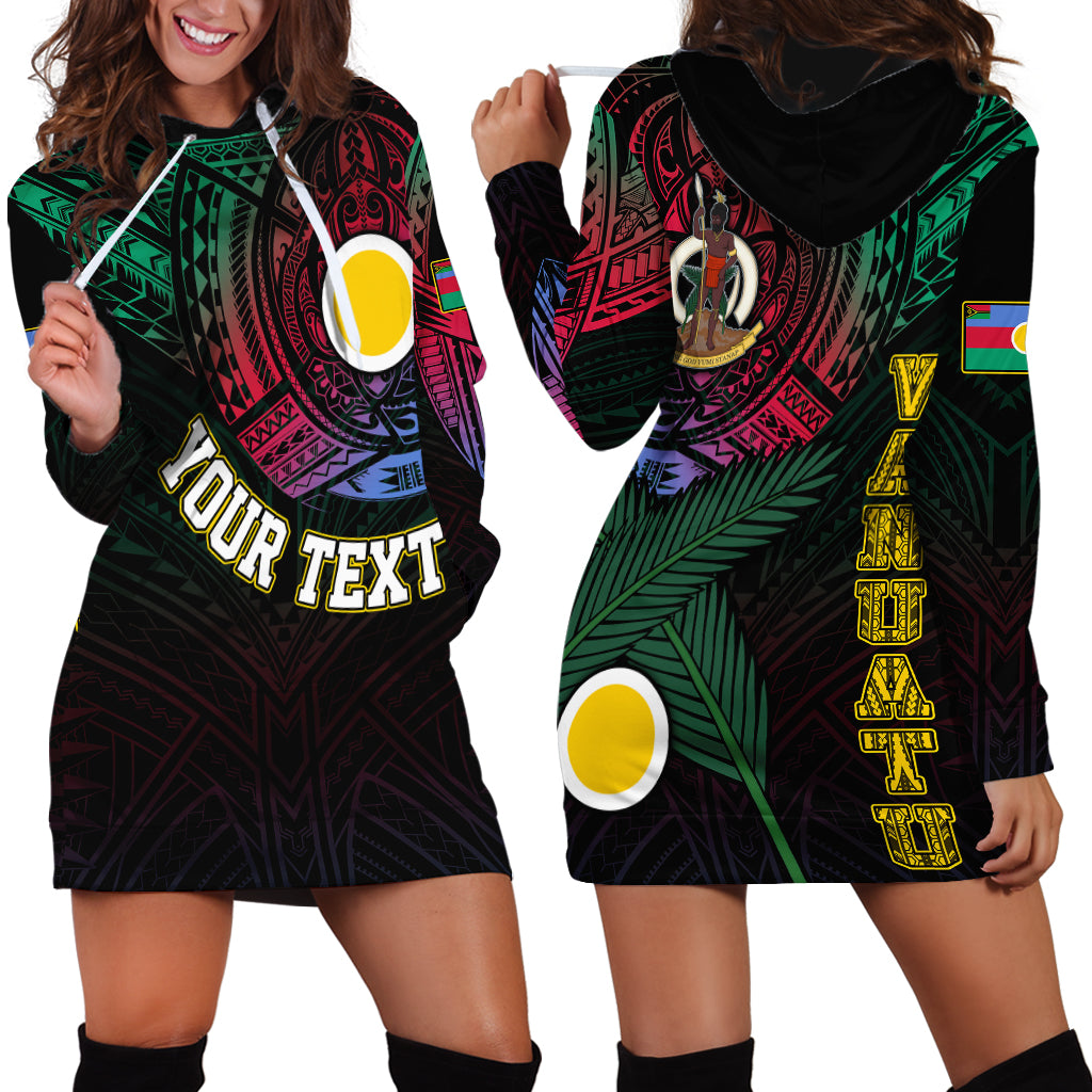 Personalised Vanuatu Hoodie Dress Turtle Chest Tattoo Flag Color Shefa