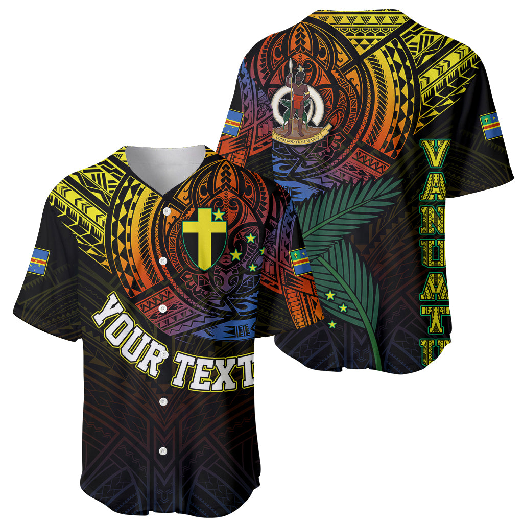 Personalised Vanuatu Baseball Jersey Turtle Chest Tattoo Flag Color Tafea