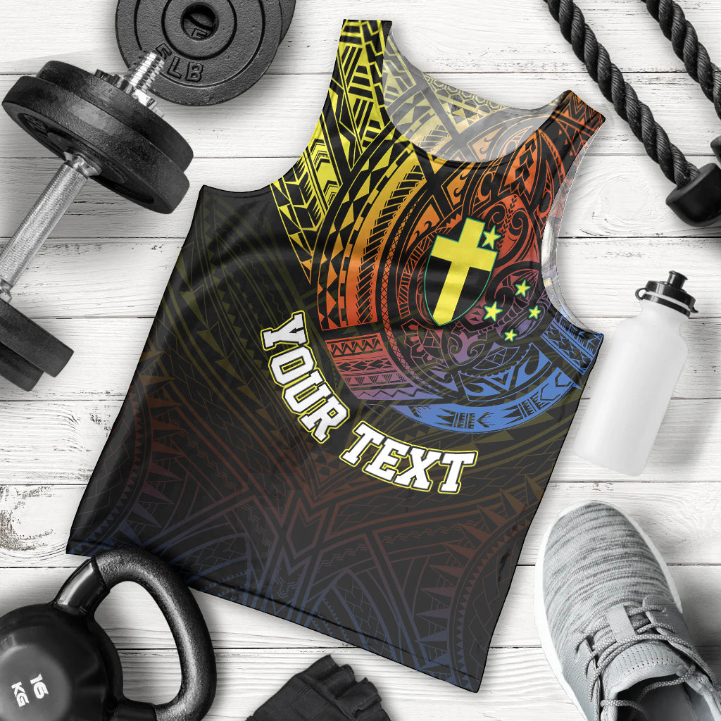 Personalised Vanuatu Men Tank Top Turtle Chest Tattoo Flag Color Tafea