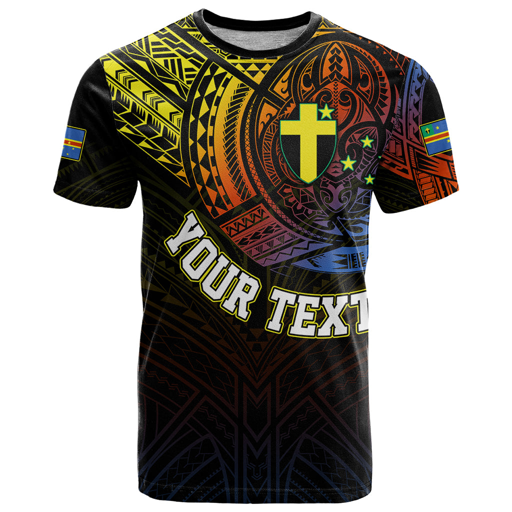 Personalised Vanuatu T Shirt Turtle Chest Tattoo Flag Color - Tafea