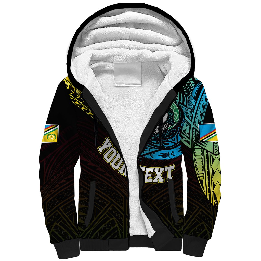 Personalised Vanuatu Sherpa Hoodie Turtle Chest Tattoo Flag Color Torba
