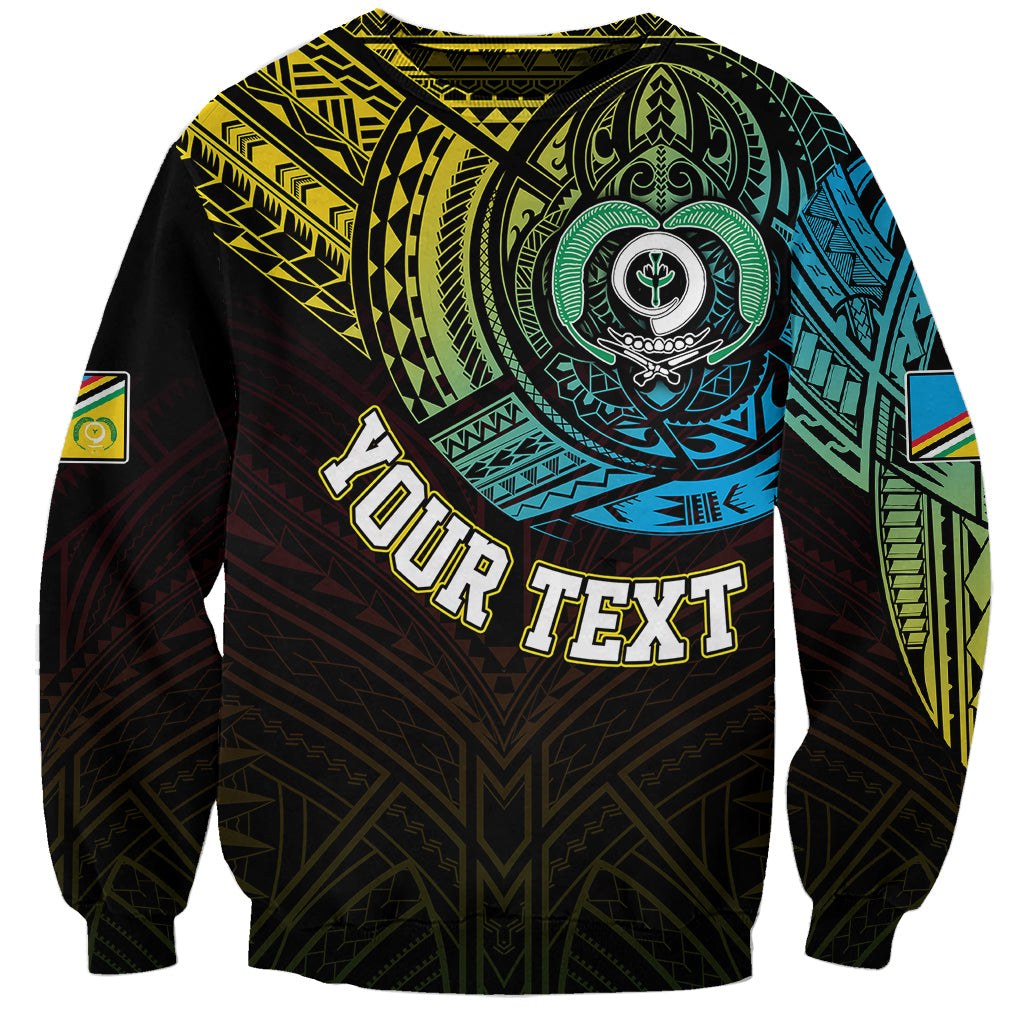Personalised Vanuatu Sweatshirt Turtle Chest Tattoo Flag Color Torba