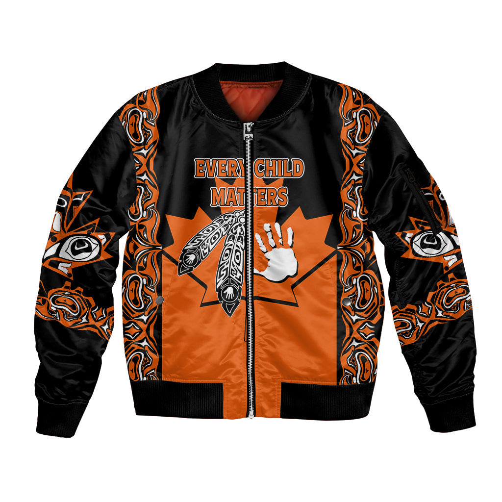 Personalised Canada Indigenous Sleeve Zip Bomber Jacket Every Child Matters