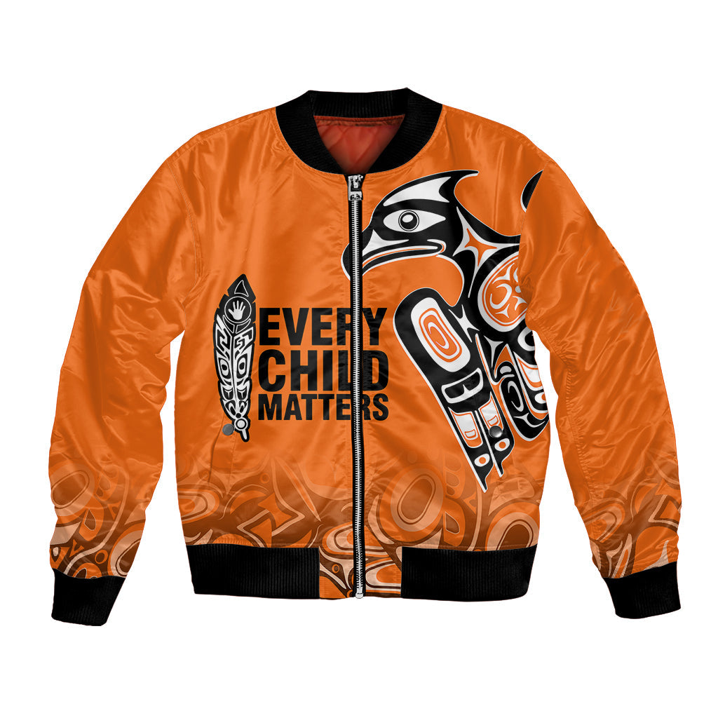 Canada Indigenous Bomber Jacket Aboriginal Bird Art - Every Child Matters