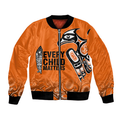 Canada Indigenous Bomber Jacket Aboriginal Bird Art - Every Child Matters