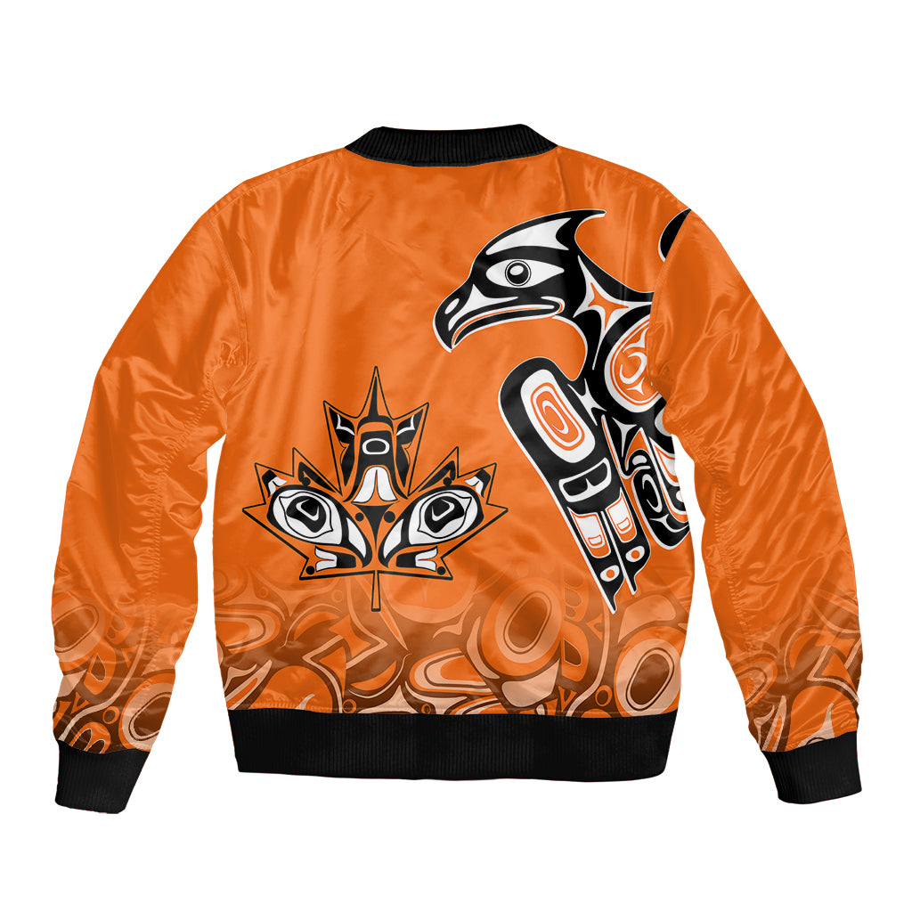 Canada Indigenous Bomber Jacket Aboriginal Bird Art - Every Child Matters