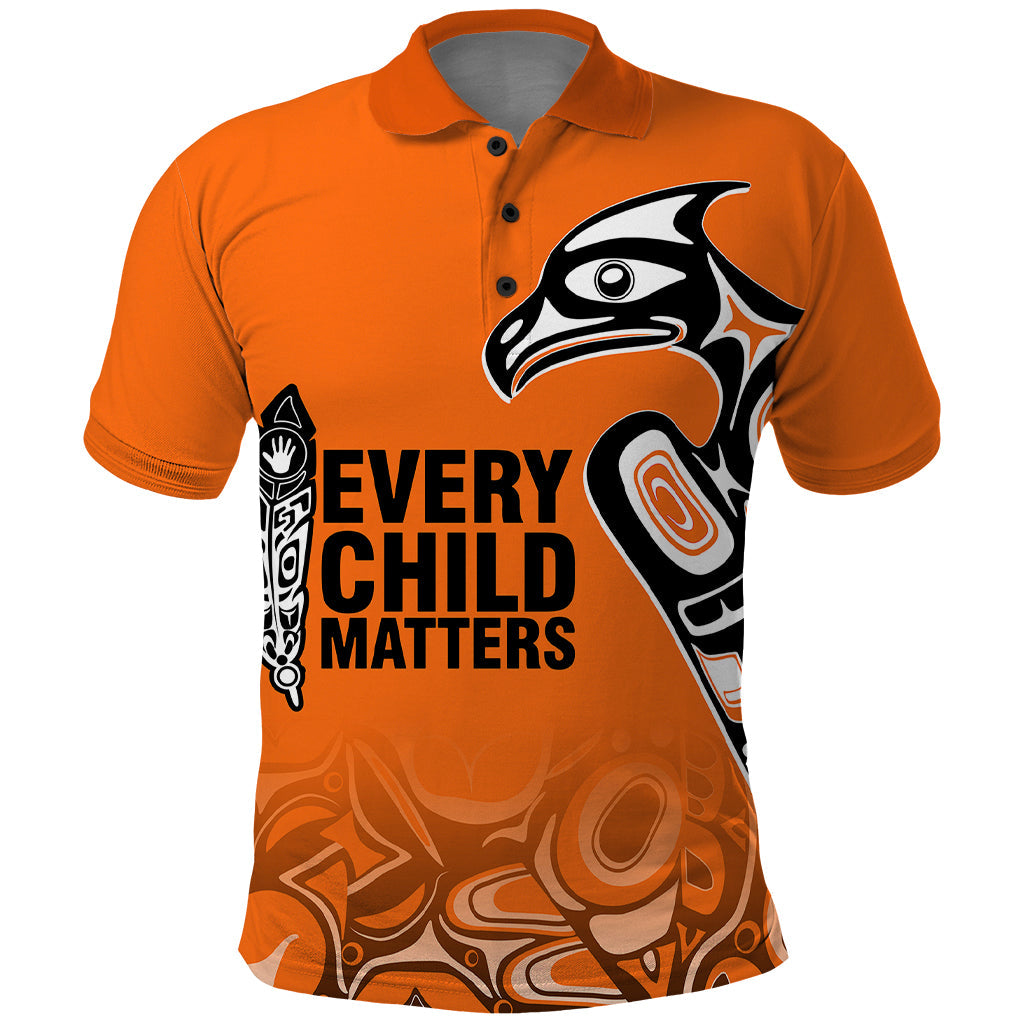Canada Indigenous Polo Shirt Aboriginal Bird Art - Every Child Matters