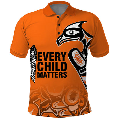 Canada Indigenous Polo Shirt Aboriginal Bird Art - Every Child Matters