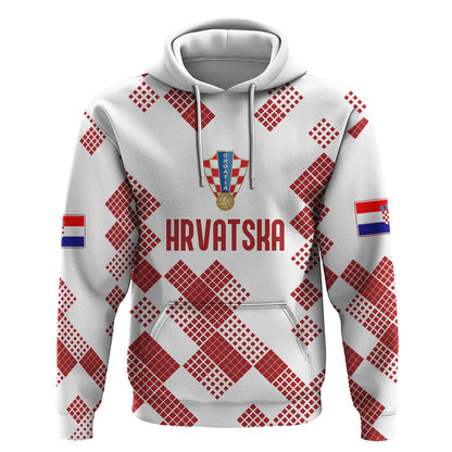 Personalised Croatia Football Hoodie Champions Hrvatska - Mosaic Style