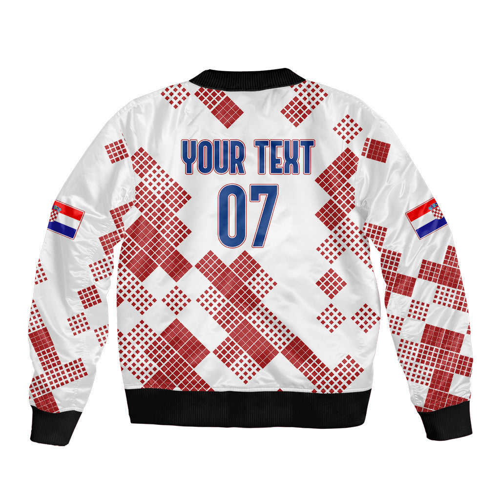 Personalised Croatia Football Sleeve Zip Bomber Jacket Champions Hrvatska - Mosaic Style