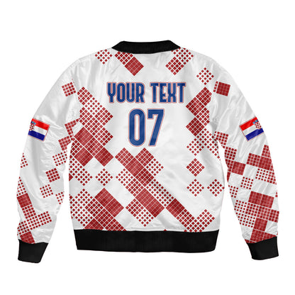 Personalised Croatia Football Sleeve Zip Bomber Jacket Champions Hrvatska - Mosaic Style