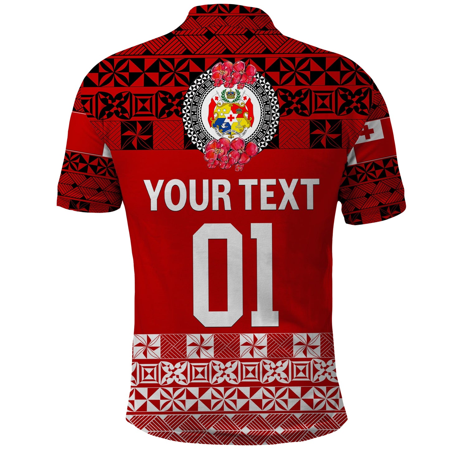 Custom Personalised Tonga Emancipation Day Polo Shirt Independence Day - Simple Ngatu Heilala Flower - Red