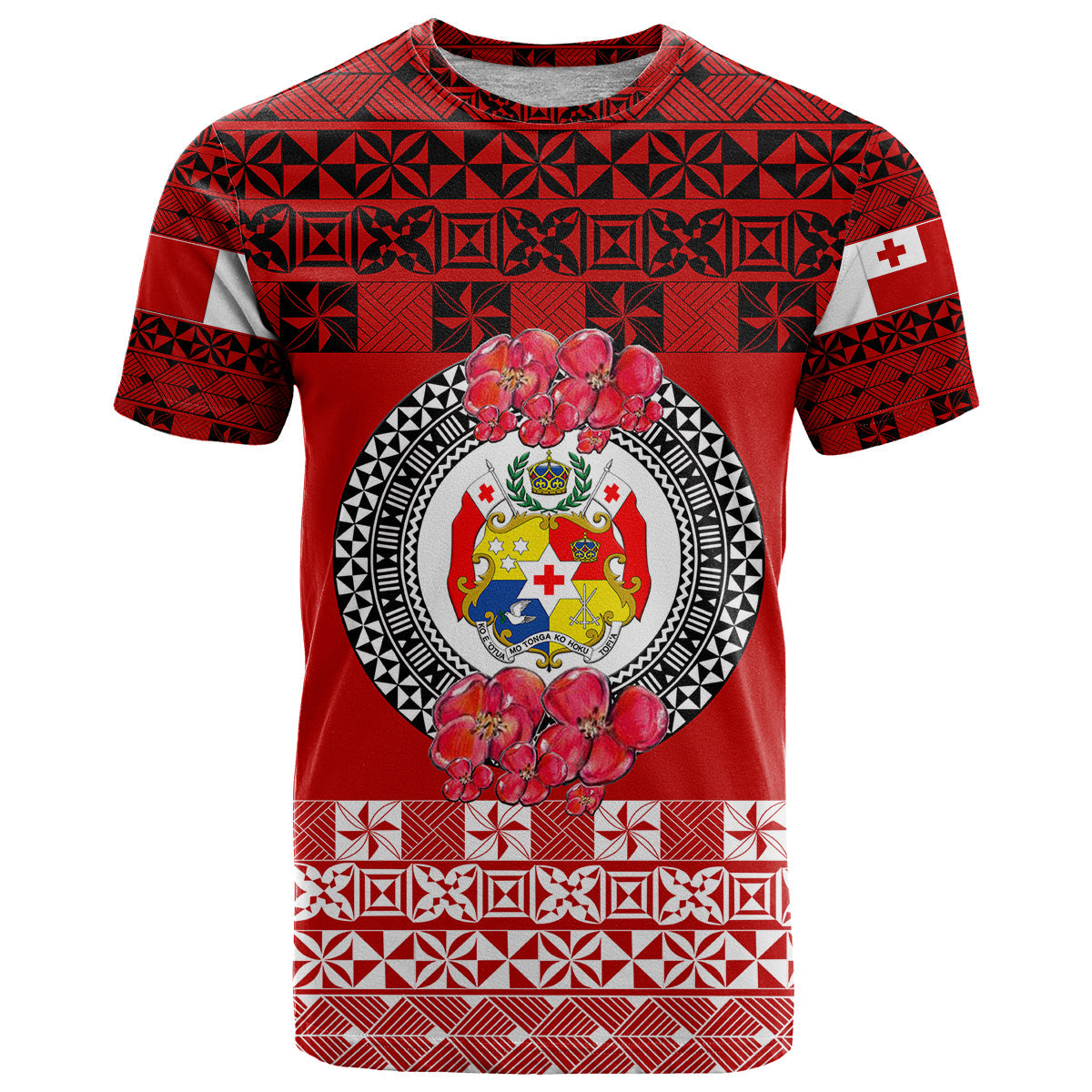 Tonga Emancipation Day T Shirt Independence Day - Simple Ngatu Heilala Flower - Red
