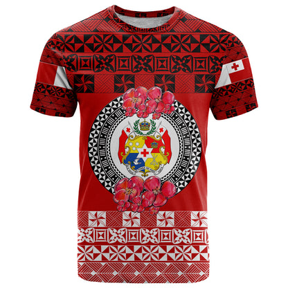 Tonga Emancipation Day T Shirt Independence Day - Simple Ngatu Heilala Flower - Red