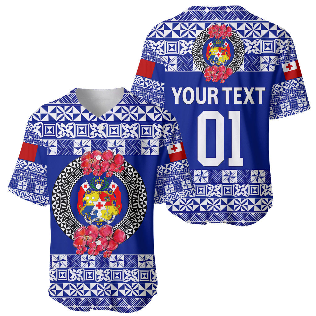 (Custom Personalised) Tonga Emancipation Day Baseball Jersey Independence Day Simple Ngatu Heilala Flower Blue