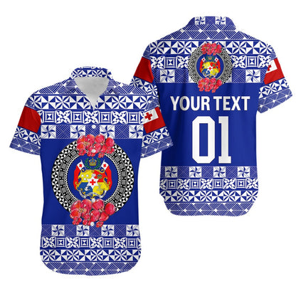 Custom Personalised Tonga Emancipation Day Hawaiian Shirt Independence Day - Simple Ngatu Heilala Flower - Blue