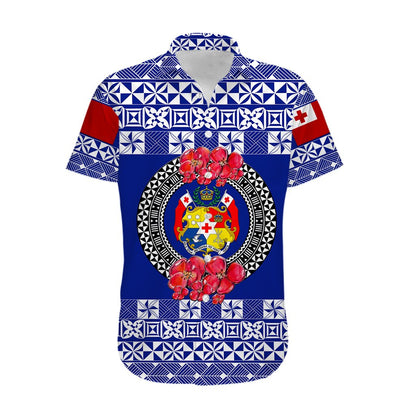 Custom Personalised Tonga Emancipation Day Hawaiian Shirt Independence Day - Simple Ngatu Heilala Flower - Blue