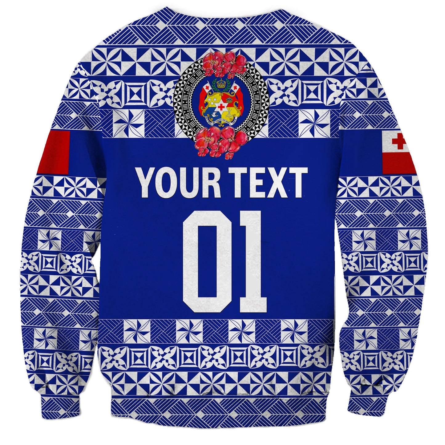 Custom Personalised Tonga Emancipation Day Sweatshirt Independence Day Simple Ngatu Heilala Flower Blue