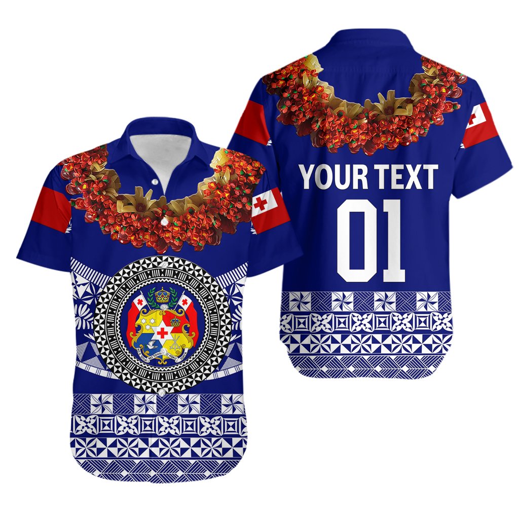 Custom Personalised Tonga Emancipation Day Hawaiian Shirt Independence Day - Fancy Kahoa Heilala Flower - Blue