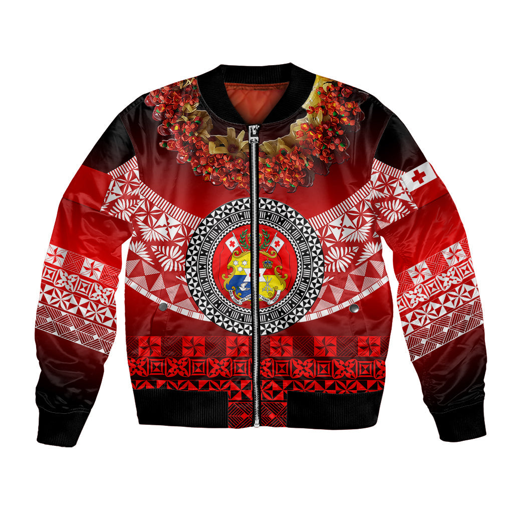 Tonga Emancipation Day Bomber Jacket Independence Day Fancy Kahoa Heilala Flower Gradient