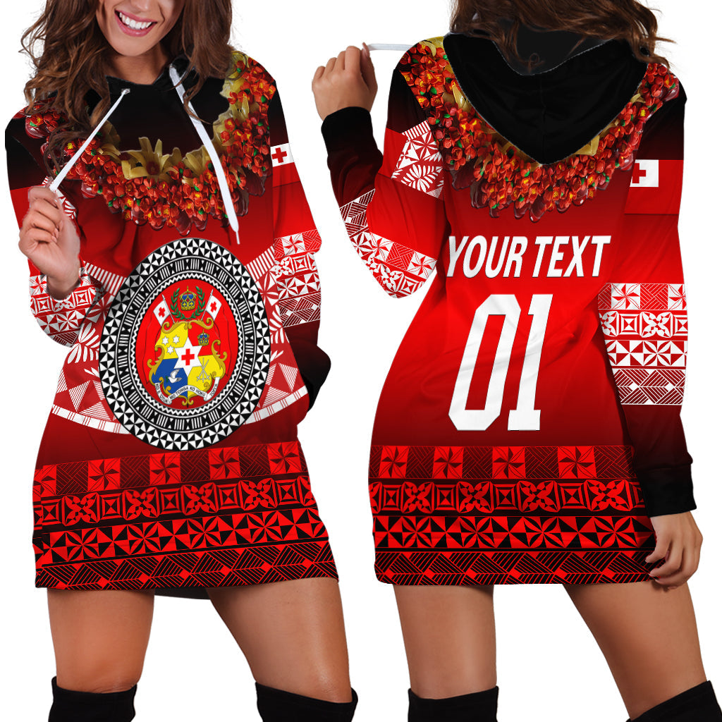 Custom Personalised Tonga Emancipation Day Hoodie Dress Independence Day Fancy Kahoa Heilala Flower Gradient