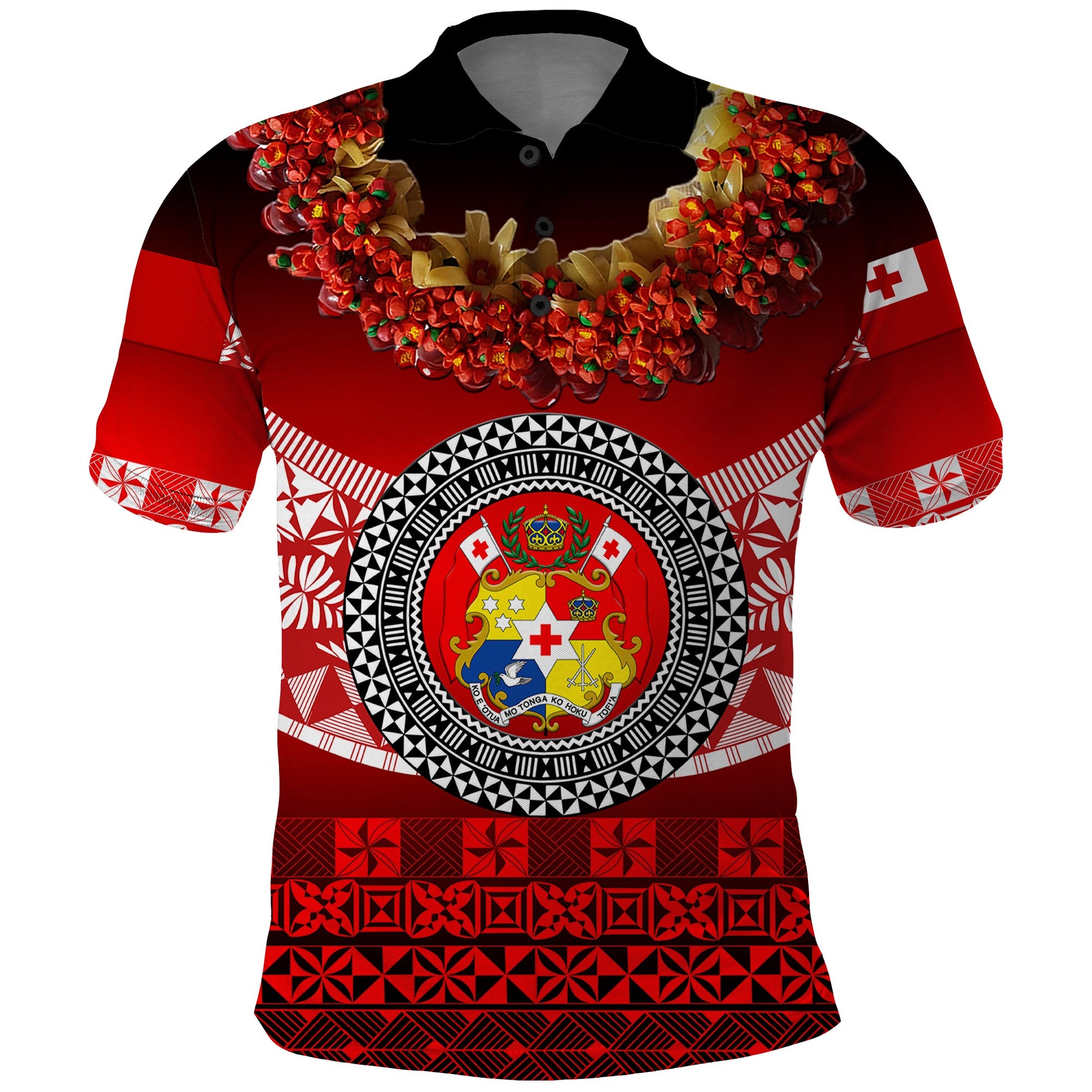 Tonga Emancipation Day Polo Shirt Independence Day - Fancy Kahoa Heilala Flower - Gradient