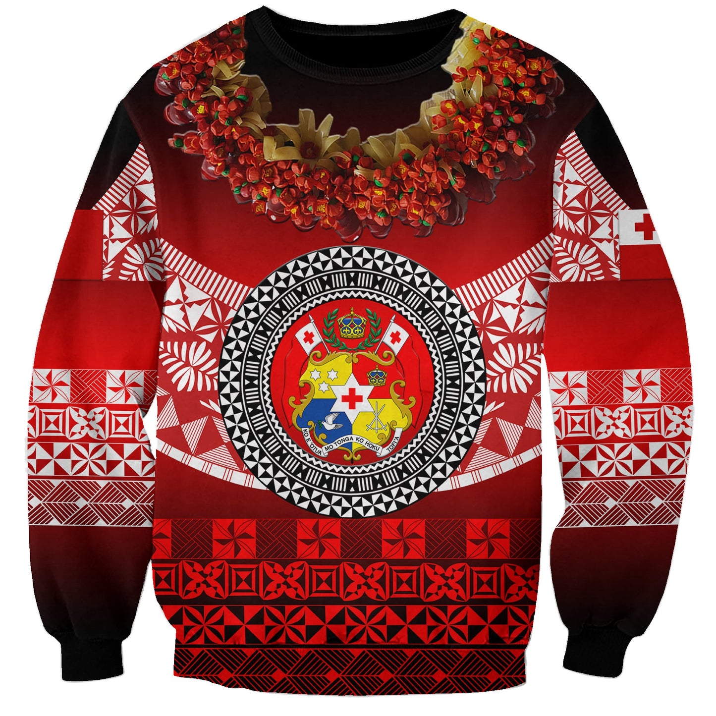 Tonga Emancipation Day Sweatshirt Independence Day Fancy Kahoa Heilala Flower Gradient