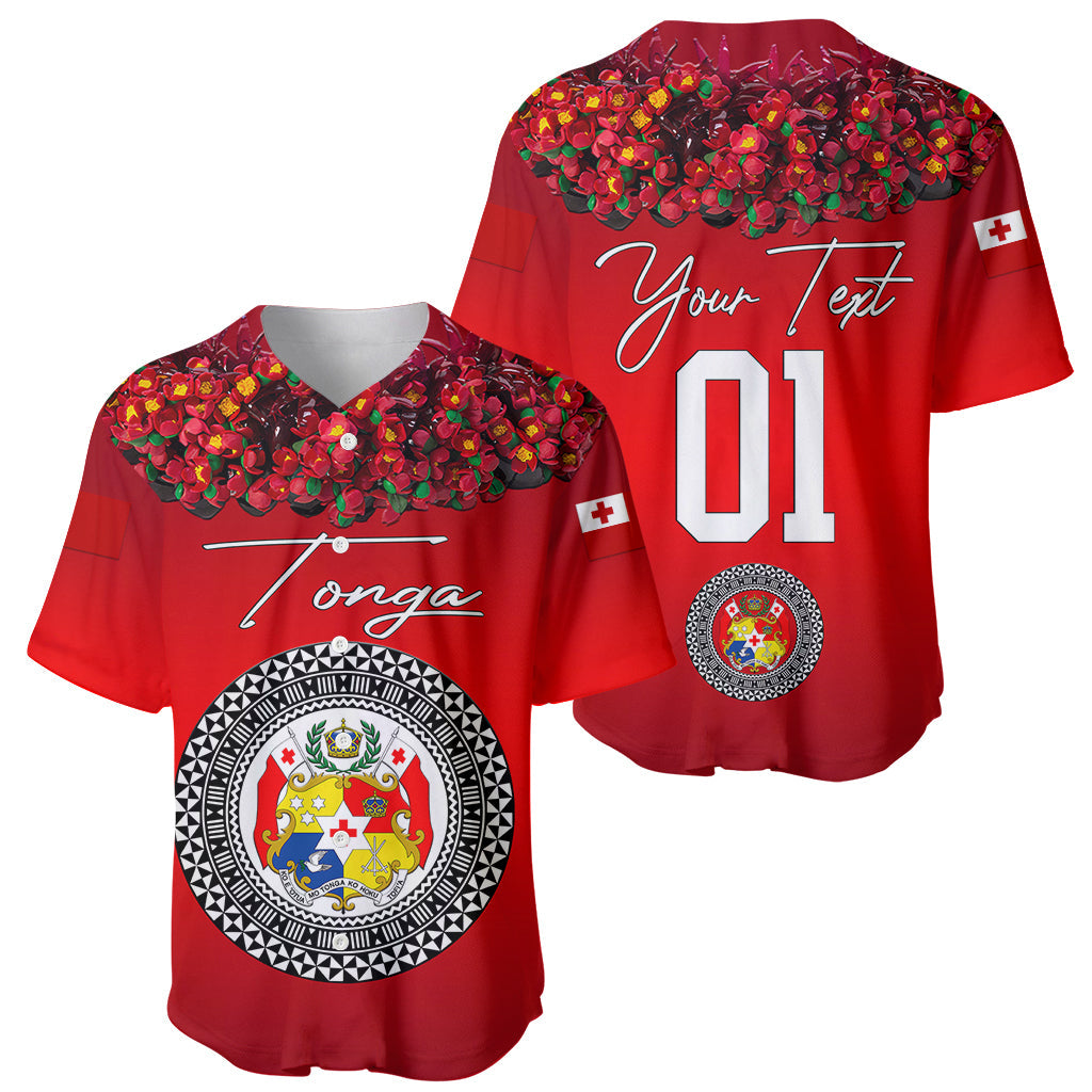 (Custom Personalised) Tonga Emancipation Day Baseball Jersey Independence Day Unique Kahoa Heilala Flower Red