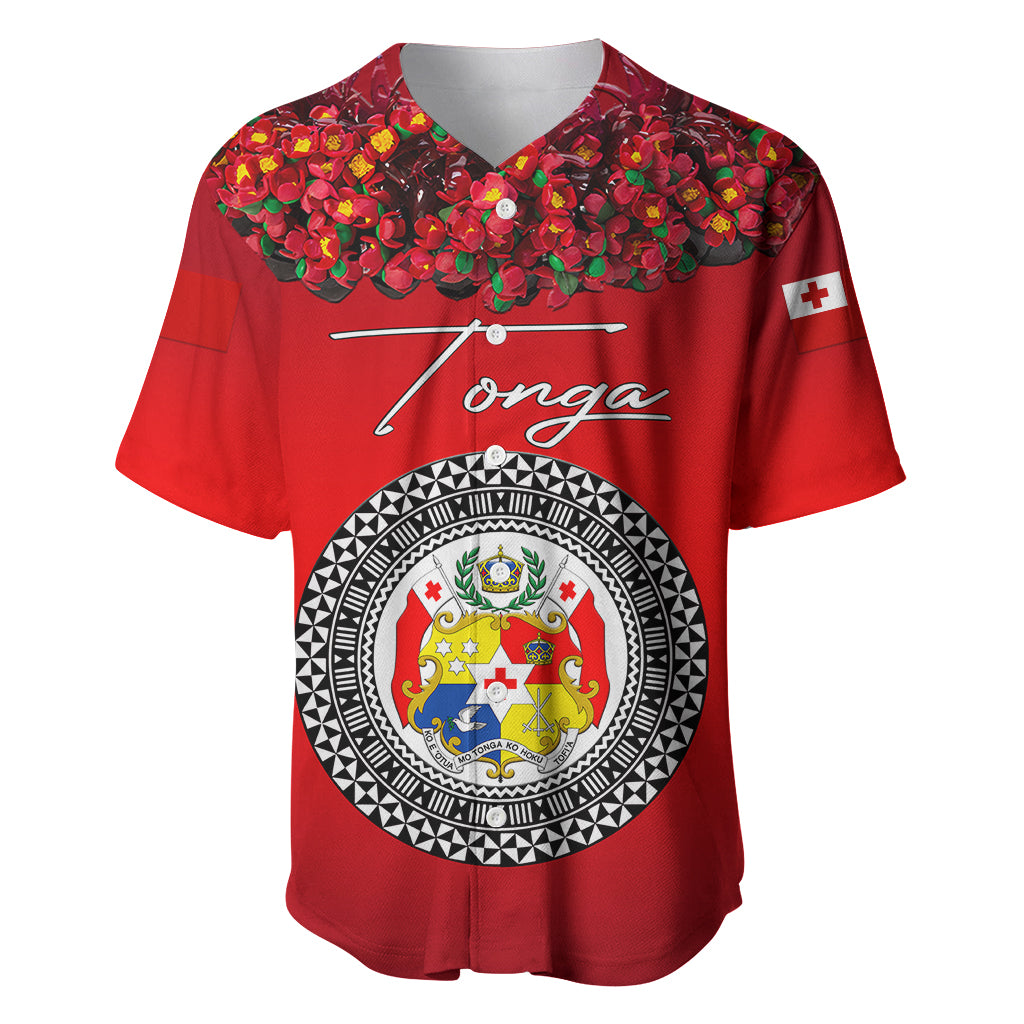 (Custom Personalised) Tonga Emancipation Day Baseball Jersey Independence Day Unique Kahoa Heilala Flower Red