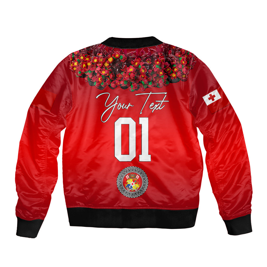 (Custom Personalised) Tonga Emancipation Day Bomber Jacket Independence Day Unique Kahoa Heilala Flower Red
