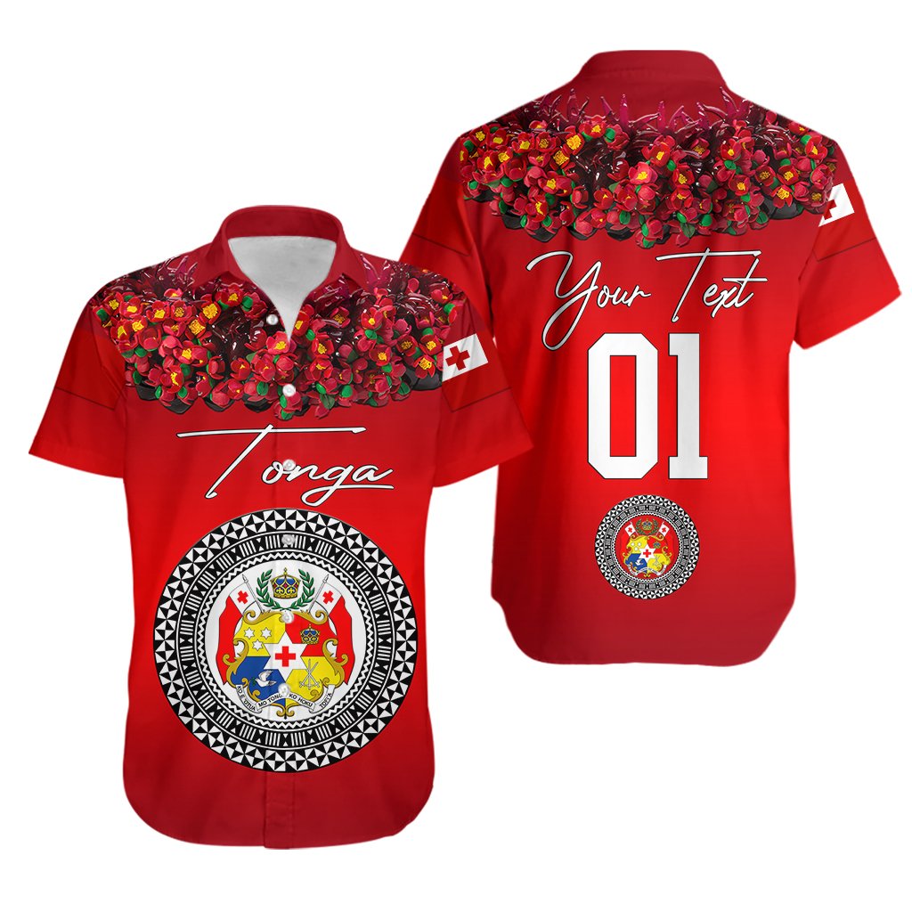 Custom Personalised Tonga Emancipation Day Hawaiian Shirt Independence Day - Unique Kahoa Heilala Flower - Red
