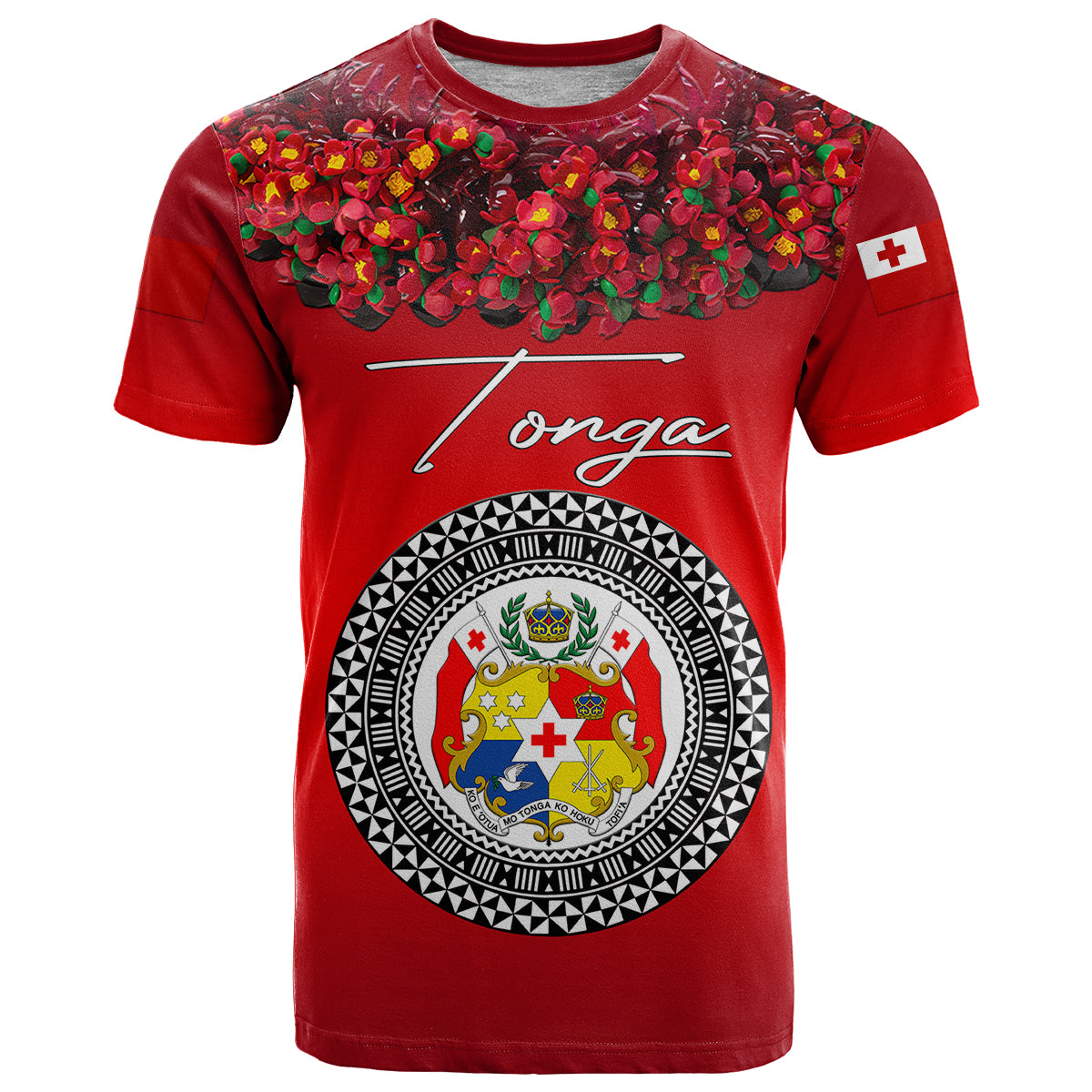 Custom Personalised Tonga Emancipation Day T Shirt Independence Day - Unique Kahoa Heilala Flower - Red