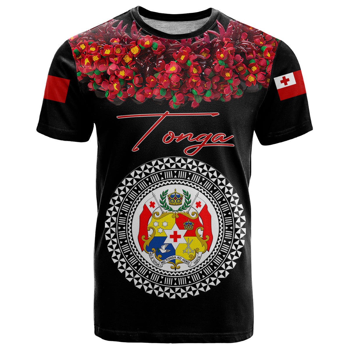 Tonga Emancipation Day T Shirt Independence Day - Unique Kahoa Heilala Flower - Black