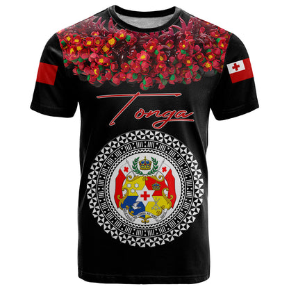 Tonga Emancipation Day T Shirt Independence Day - Unique Kahoa Heilala Flower - Black