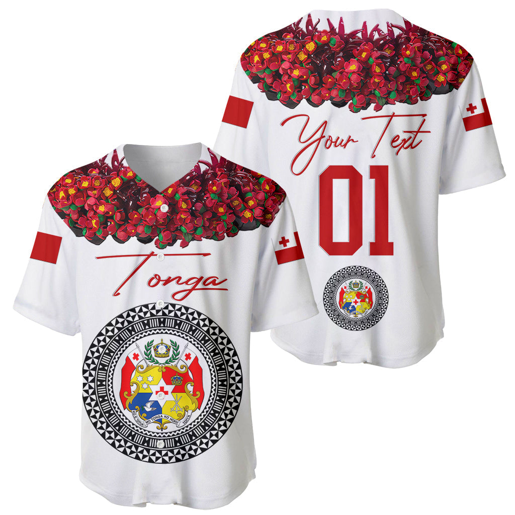 (Custom Personalised) Tonga Emancipation Day Baseball Jersey Independence Day Unique Kahoa Heilala Flower White