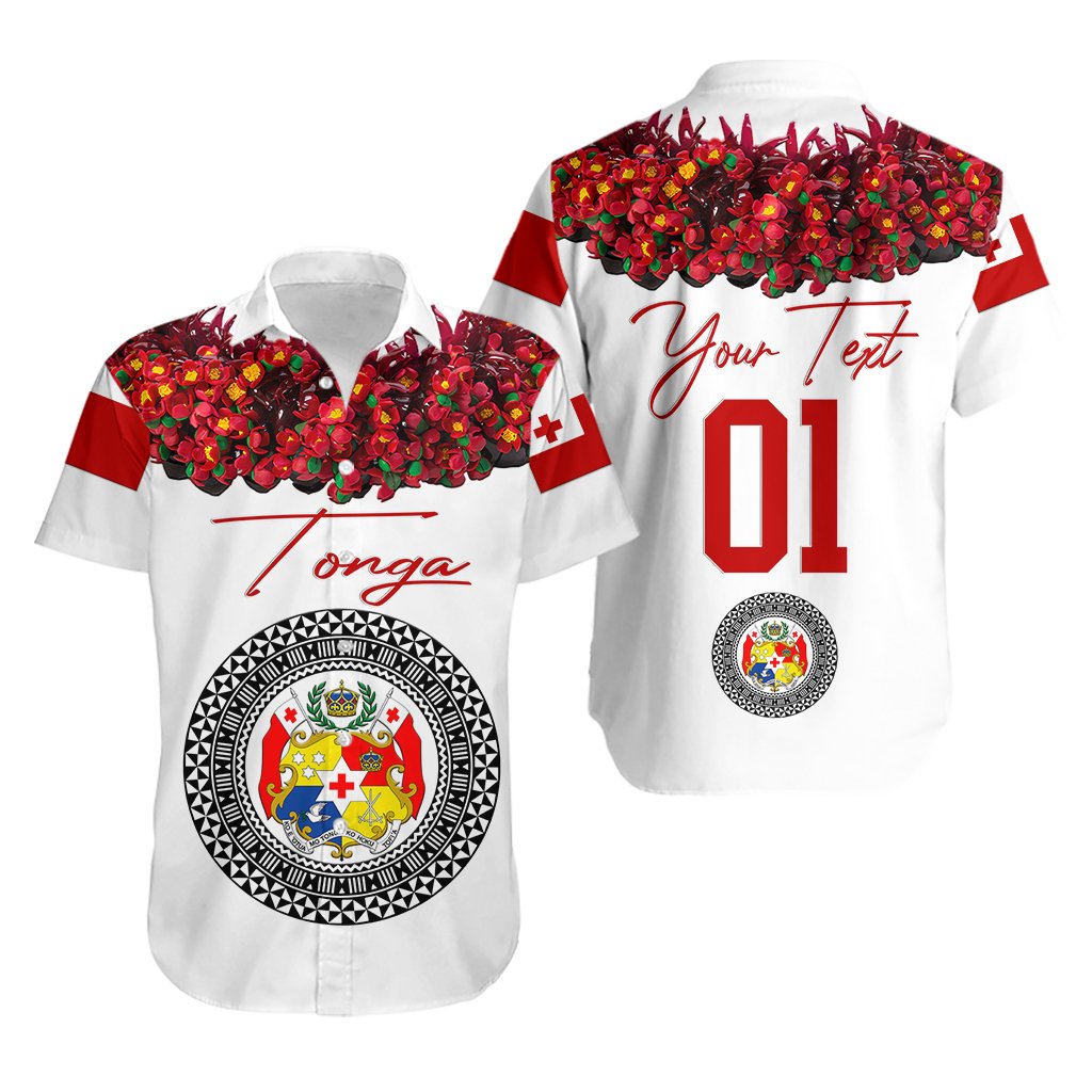 Custom Personalised Tonga Emancipation Day Hawaiian Shirt Independence Day - Unique Kahoa Heilala Flower - White