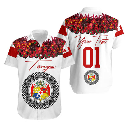 Custom Personalised Tonga Emancipation Day Hawaiian Shirt Independence Day - Unique Kahoa Heilala Flower - White